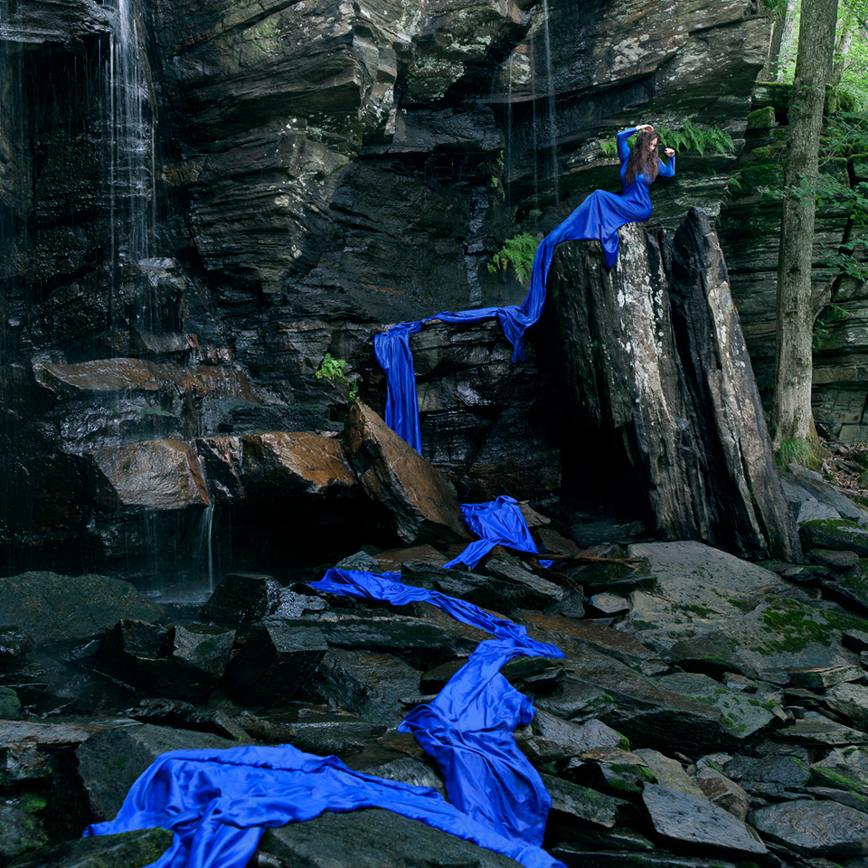 Conceptual composite at a waterfall – ‘THE FALL’