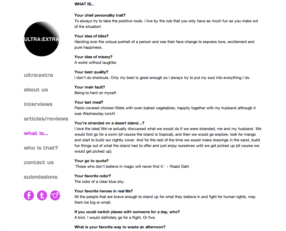 Feature and interview for ULTRA:EXTRA