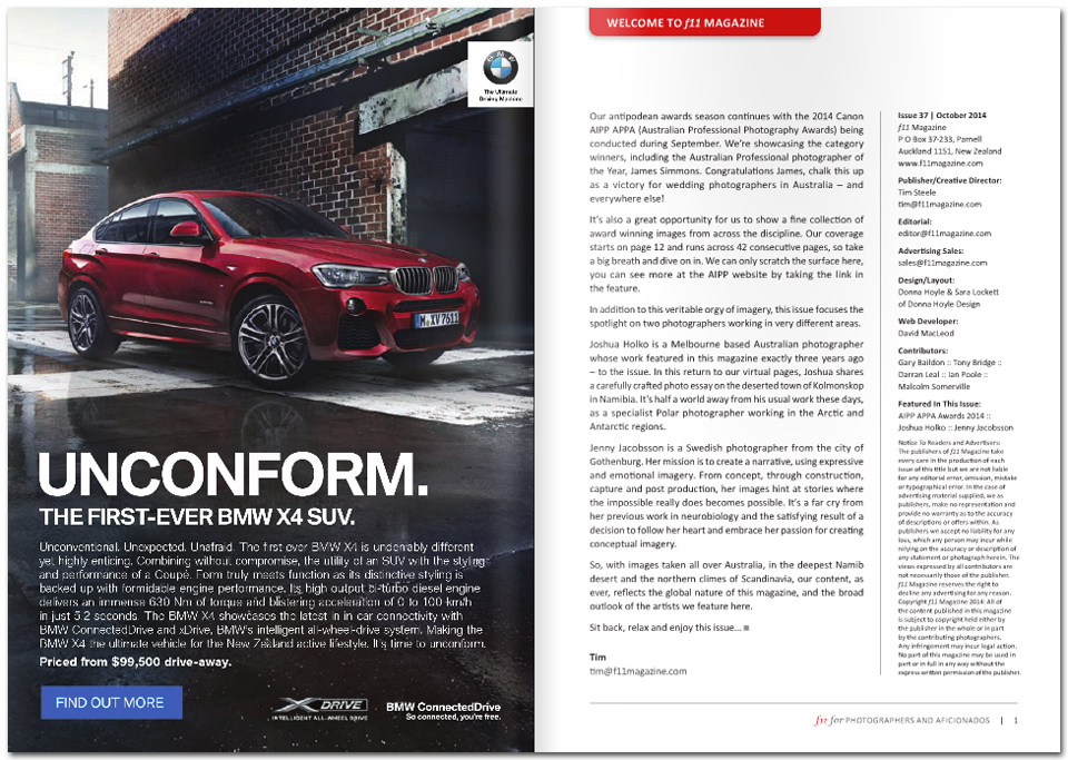In the spotlight of ‘f11 Magazine’ – 27 page feature and interview