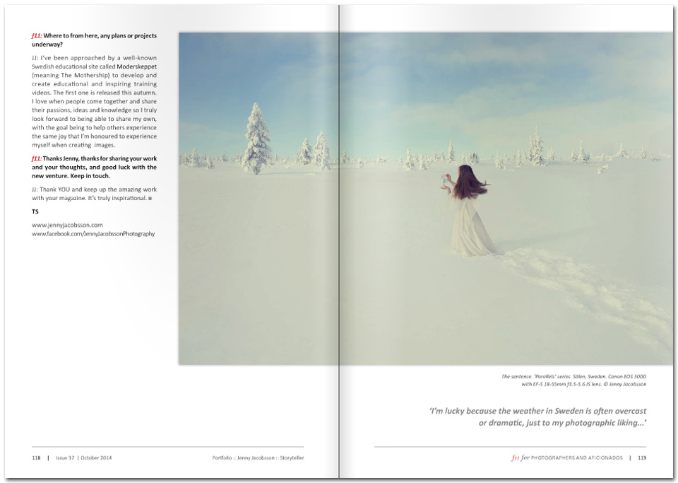 In the spotlight of ‘f11 Magazine’ – 27 page feature and interview