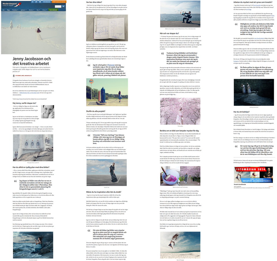 Interview and feature for Moderskeppet – Behind the creative work